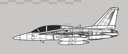 Téléchargez les illustrations : KAI T-50 Golden Eagle. Dessin vectoriel des avions d'entraînement à réaction avancés. Vue latérale. Image pour illustration et infographie - en licence libre de droit