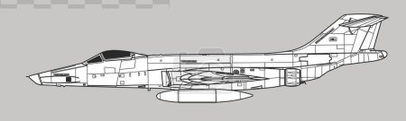 Illustration for McDonnell RF-101C Voodoo. Vector drawing of tactical reconnaissance aircraft. Side view. Image for illustration and infographics. - Royalty Free Image