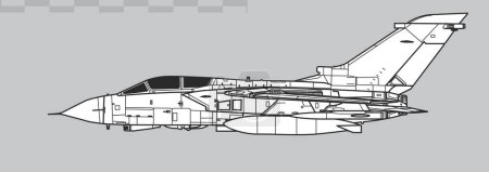 Illustration for Panavia Tornado GR4. Vector drawing of multirole combat aircraft. Side view. Image for illustration and infographics. - Royalty Free Image
