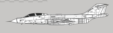 Illustration for McDonnell F-101B Voodoo. Vector drawing of supersonic interceptor. Side view. Image for illustration and infographics. - Royalty Free Image