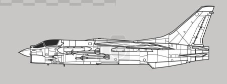 Ilustración de Compró F-8 Crusader. Dibujo vectorial del caza supersónico de la marina. Vista lateral. Imagen para ilustración e infografía. - Imagen libre de derechos