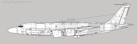 Ilustración de Dibujo vectorial de aviones de reconocimiento. Vista lateral. Imagen para ilustración e infografía. - Imagen libre de derechos