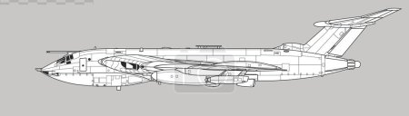 Ilustración de Página Handley VICTOR K.2. Dibujo vectorial de aviones cisterna de reabastecimiento aéreo. Vista lateral. Imagen para ilustración e infografía. - Imagen libre de derechos