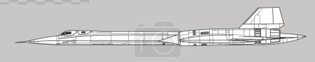 Téléchargez les illustrations : Lockheed SR-71 Blackbird. Dessin vectoriel des avions de reconnaissance stratégique. Vue latérale. Image pour illustration et infographie. - en licence libre de droit