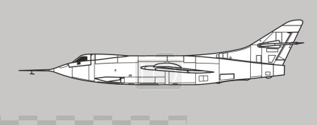 Téléchargez les illustrations : Douglas D-558-2 Skyrocket. Avion expérimental de recherche supersonique. Vue latérale. Image vectorielle pour illustration et infographie. - en licence libre de droit