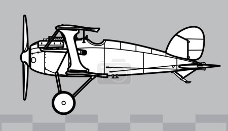 Téléchargez les illustrations : Albatros D.X. Avion de combat de la Première Guerre mondiale. Vue latérale. Image pour illustration et infographie. - en licence libre de droit
