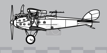 Illustration for LVG C.VI. World War 1 reconnaissance aircraft. Side view. Image for illustration and infographics. - Royalty Free Image