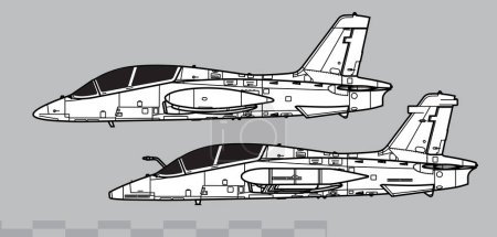Téléchargez les illustrations : Aermacchi MB-339. Dessin vectoriel des avions à réaction d'entraînement. Vue latérale. Image pour illustration
. - en licence libre de droit