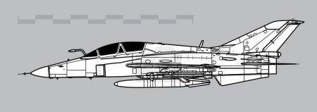 Illustration for Guizhou JL-9, FTC-2000 Mountain Eagle. Vector drawing of supersonic training and light attack aircraft. Side view. Image for illustration and infographics. - Royalty Free Image