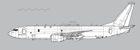 Téléchargez les illustrations : Boeing P-8 Poséidon avec des missiles anti-navires Harpon. Dessin vectoriel des avions de patrouille maritime. Vue latérale. Image pour illustration et infographie
. - en licence libre de droit
