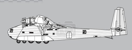 Illustration for Messerschmitt Me 323 Gigant. World War 2 transport aircraft. Side view. Image for illustration and infographics. - Royalty Free Image