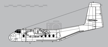Ilustración de De Havilland Canada DHC-4, C-7 Caribou. Dibujo vectorial de aviones de transporte STOL. Imagen para ilustración e infografía. - Imagen libre de derechos