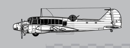 Illustration for Avro Anson. World War 2 multirole and trainer aircraft. Side view. Image for illustration and infographics. - Royalty Free Image