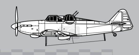 Illustration for Boulton Paul Defiant. World War 2 fighter aircraft. Side view. Image for illustration and infographics. - Royalty Free Image