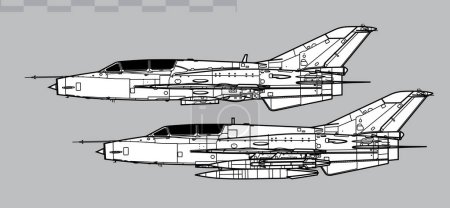 Téléchargez les illustrations : Chengdu FT-7, JJ-7. Dessin vectoriel de chasseurs à réaction et d'avions d'entraînement. Vue latérale. Image pour illustration et infographie. - en licence libre de droit