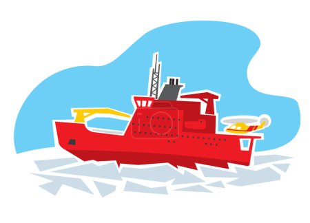 Special purpose ships. Icebreaker. Sea transportation. Vector image for prints, poster and illustrations.