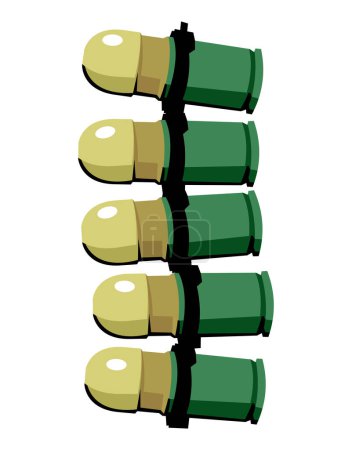 Grenade Launcher Cartridges. Mk 19 Grenade Belt. Automatic Grenade Launcher Ammo. Vector image for prints, poster and illustrations.