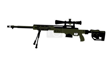 Illustration for Infantry weapons. High-precision long-range sniper rifle. Isolated. Vector image for prints, poster and illustrations. - Royalty Free Image