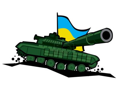 Téléchargez les illustrations : Char de combat principal T-64 de l'armée ukrainienne. Isolé. Image vectorielle pour gravures, affiches et illustrations. - en licence libre de droit