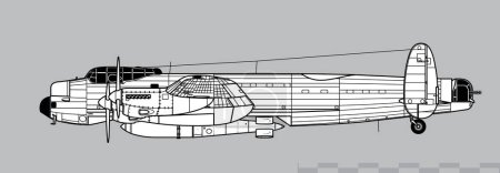 Ilustración de Avro Lancaster B.I Especial con bomba de penetración profunda Grand Slam. Vista lateral. Imagen para ilustración e infografía. - Imagen libre de derechos