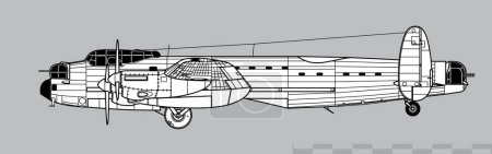 Ilustración de Avro Lancaster B.III Especial con Mantenimiento rebotando bomba. Vista lateral. Imagen para ilustración e infografía. - Imagen libre de derechos