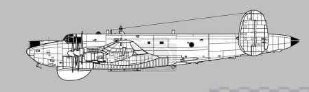 Illustration for Avro Shackleton AEW.2. Airborne early warning aircraft. Side view. Image for illustration and infographics. - Royalty Free Image