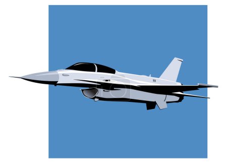 Téléchargez les illustrations : F-16 Faucon combattant Modèle d'affiche d'avion de combat moderne. Image vectorielle pour gravures, affiches et illustrations. - en licence libre de droit