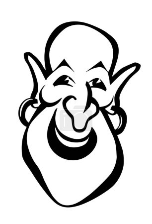 Das Gesicht des Geistes. Das Lächeln eines Dämonen aus östlichen Märchen. Zeichentrickfigur. Isoliertes Bild für Druck, Logo oder Illustrationen.