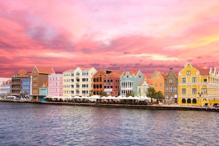 Sunset sky above Curacao downtown