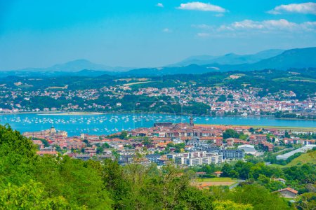 Photo for Panorama view of Irun and Hendaye towns at border between Spain and France. - Royalty Free Image