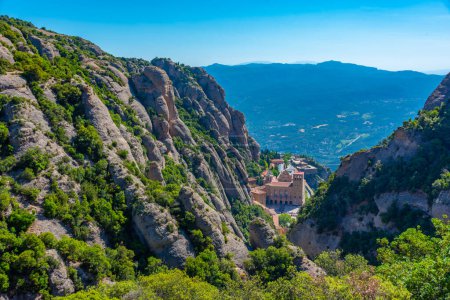 Photo for Panorama view of Santa Maria de Montserrat abbey in Spain. - Royalty Free Image