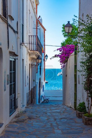 Photo for Whitewashed street at Spanish village Cadaques. - Royalty Free Image