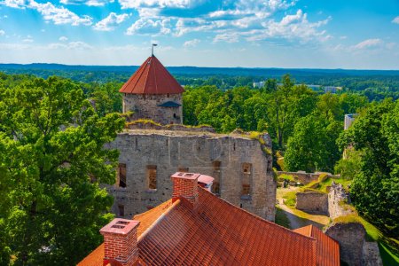 Téléchargez les photos : Vue du château de Cesis en Lettonie. - en image libre de droit