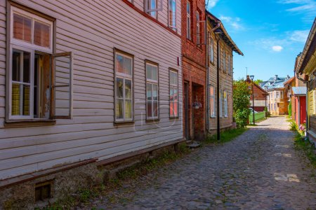 Photo for Timber houses in the old town of Viljandi, Estonia. - Royalty Free Image