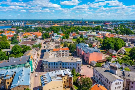 Aerial view of Latvian town Ventspils.