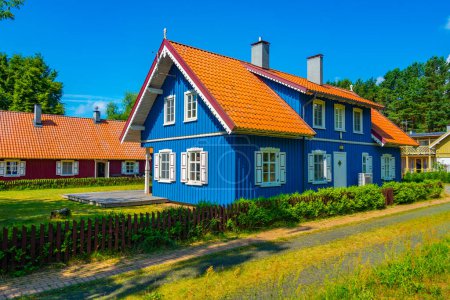 Colorful house at Lithuanian village Pervalka.