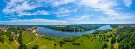 Photo for Aerial view of Viljandi lake in Estonia during a sunny day. - Royalty Free Image