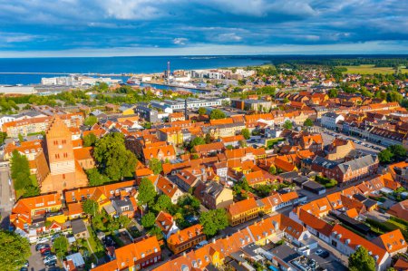 Photo for Aerial view of Danish town Koge. - Royalty Free Image