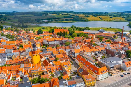 Cityscape of Danish town Faaborg.
