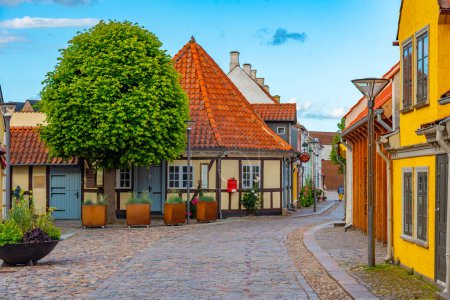 Téléchargez les photos : Rue colorée dans le centre d'Odense, Danemark. - en image libre de droit
