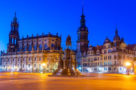 Photo for Sunrise view of the Theaterplatz in Dresden, Germany. - Royalty Free Image