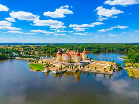 Panorama view of Moritzburg Castle in Germany.
