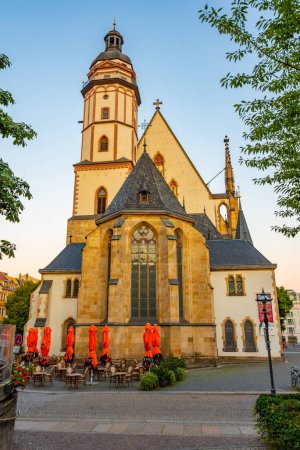 Photo for Sunrise view of Saint Thomas church in German town Leipzig. - Royalty Free Image