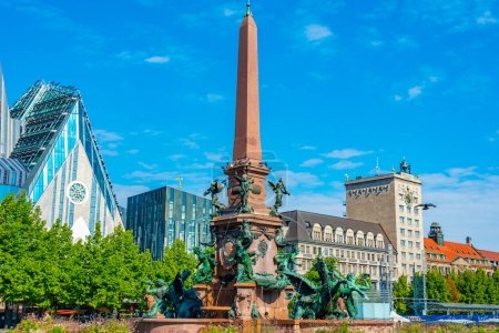 Photo for View of Mendebrunnen fountain in German town Leipzig. - Royalty Free Image