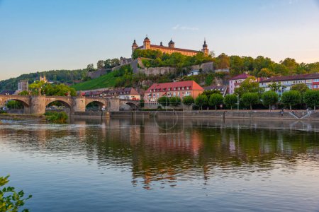 Photo for Sunset panorama of Marienberg fortress in Wurzburg, Germany. - Royalty Free Image