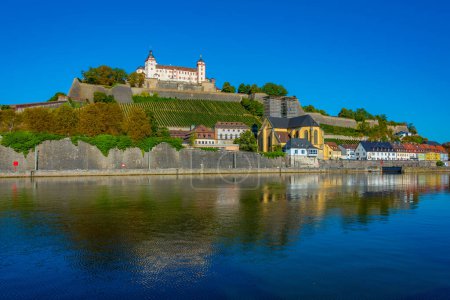 Photo for Panorama view of Marienberg fortress and Saint Burkard church in Wurzburg, Germany. - Royalty Free Image