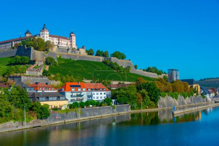Photo for Panorama view of Marienberg fortress and Saint Burkard church in Wurzburg, Germany. - Royalty Free Image