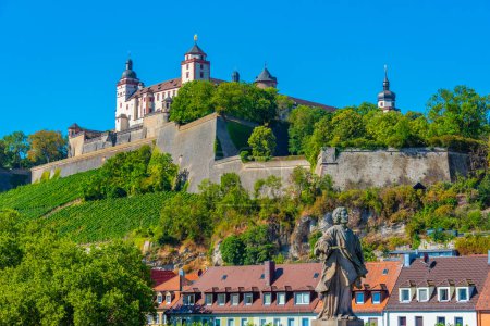 Photo for Marienberg fortress viewed from Mainbrcke in Wurzburg, Germany. - Royalty Free Image