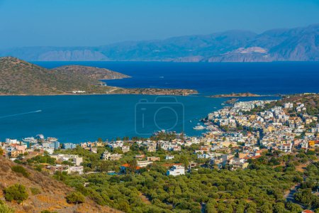 Blick auf die Stadt Elounda auf Kreta, Griechenland.