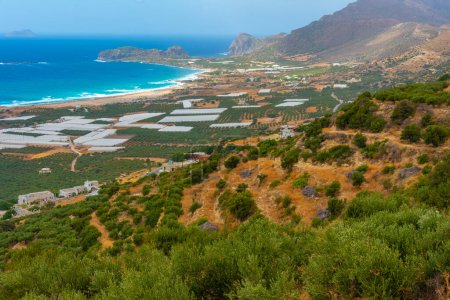 Panorama view of Falasarna beach at Crete, Greece.